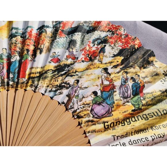 Korean Mulberry Paper Bamboo Hanji Hand Fan Congress Of Entomology GANGGANGSULAE - Picture 5 of 12